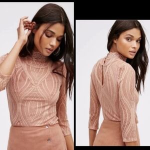 Free People Monaco Blush Lace  Blouse XS